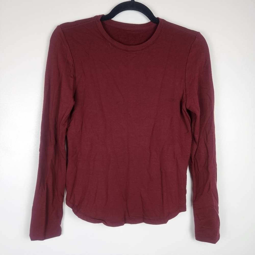 Lululemon All It Takes Long Sleeve Shirt - Burgundy - Fleece Lined 6​